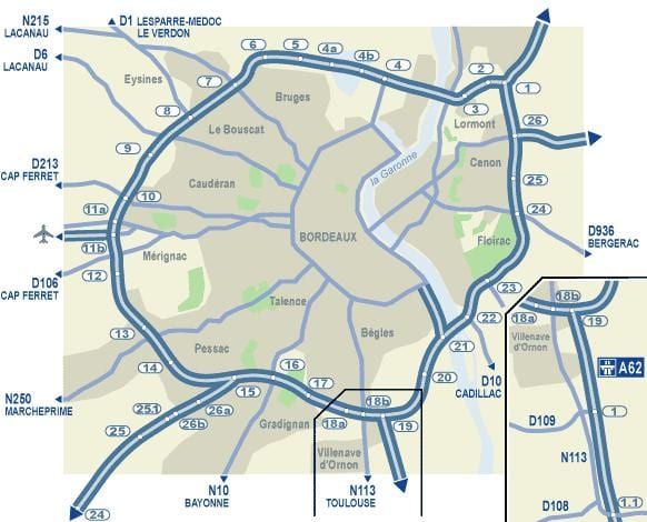 Bordeaux hartën e rrugës