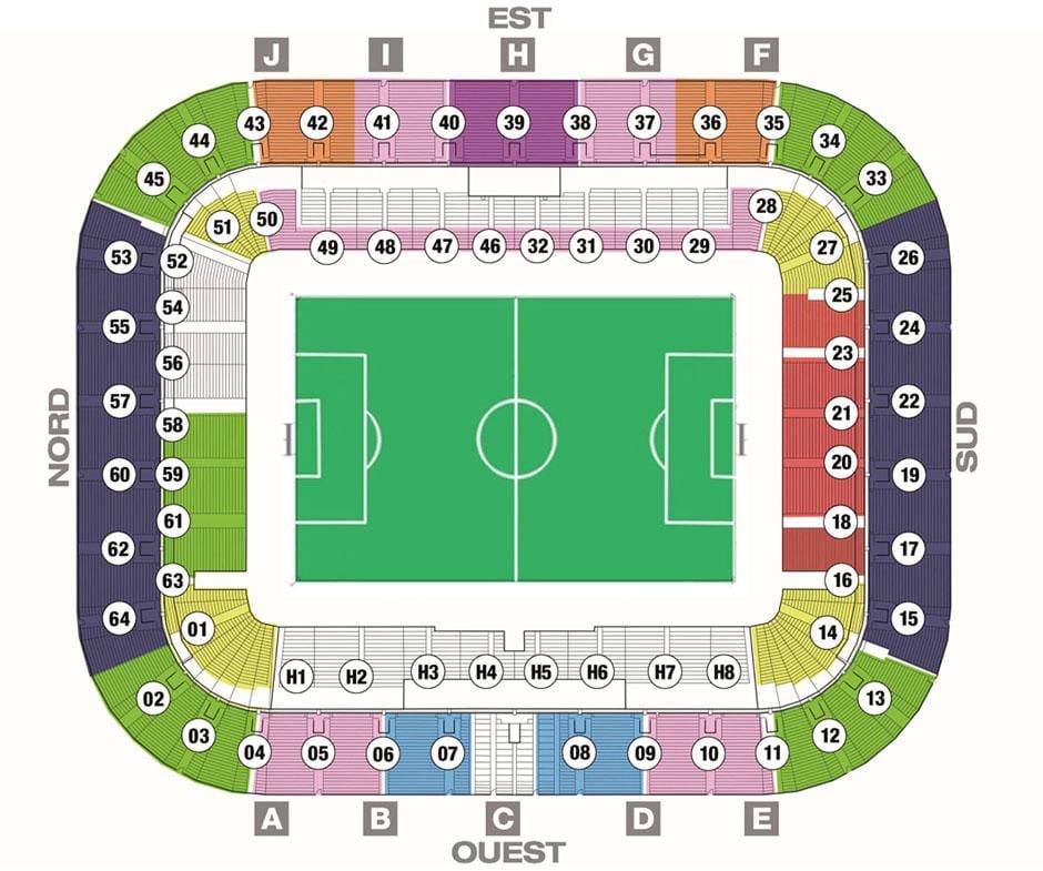 harta e Bordeaux stadiumin
