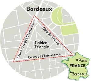 harta e Bordeaux trekëndëshit të artë