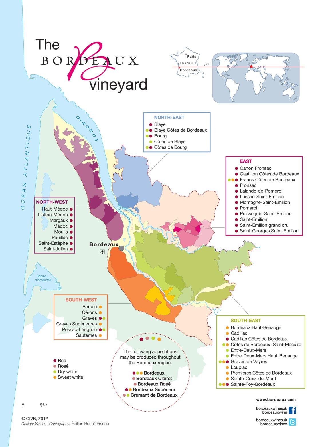 harta e Bordeaux verë vendit