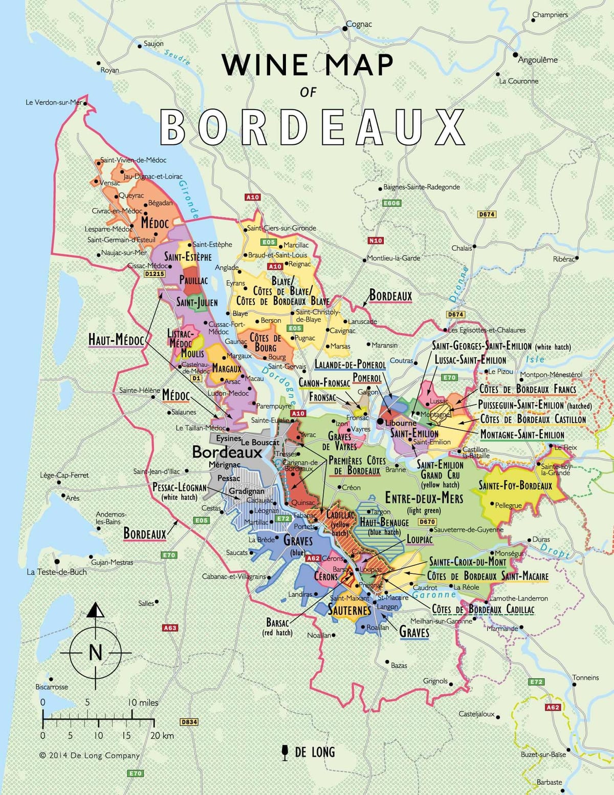 harta e Bordeaux verë rrugë