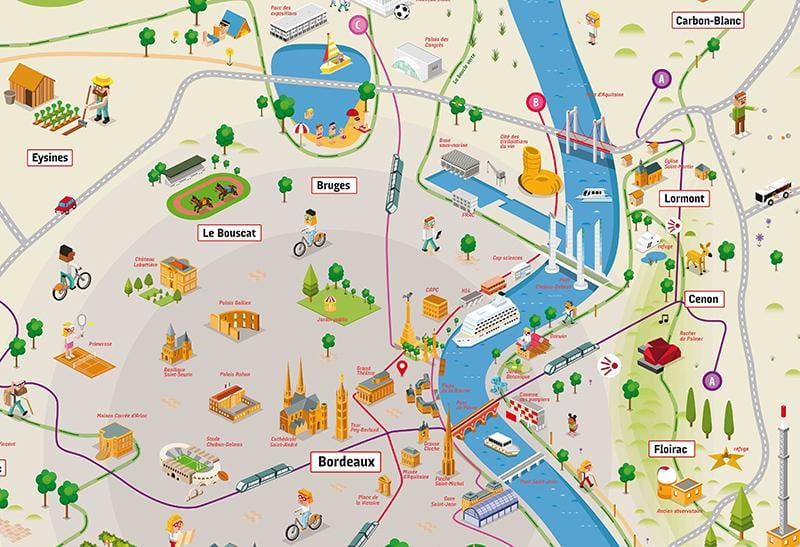 Bordeaux dhe zona përreth hartë